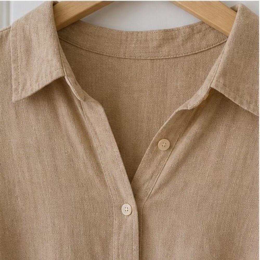 Camel Tie Neck Blouse - Picture 4 of 6